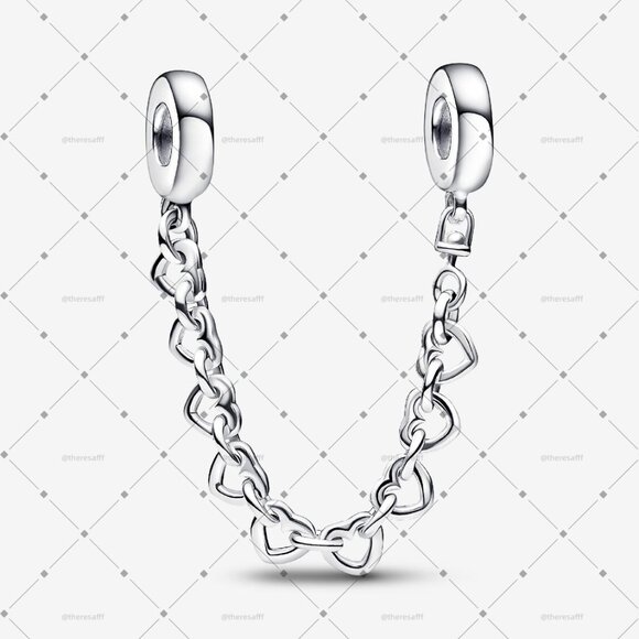 Pandora Linked Hearts Safety Chain - Picture 1 of 4